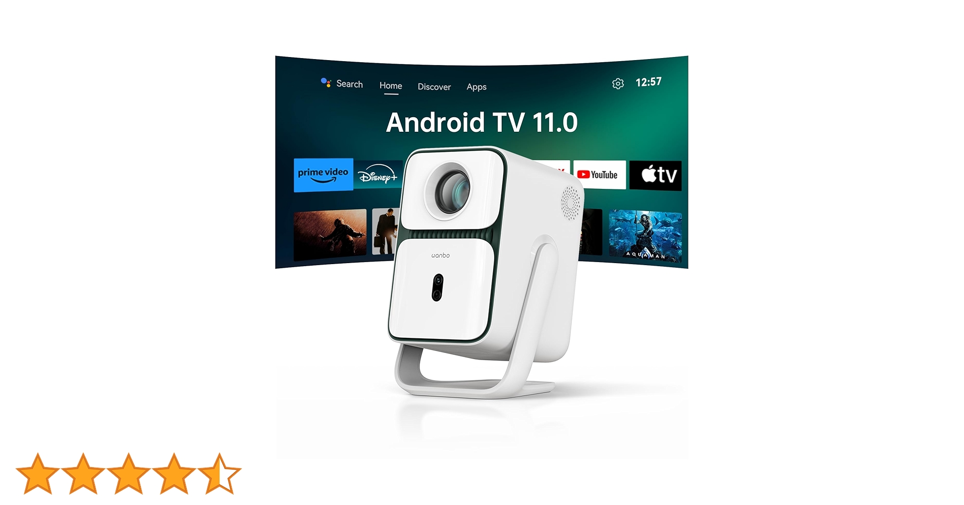 wanbo T2 Ultra プロジェクター　白AndroidTV11.0 Wanbo T2 Ultra』レビュー、Android TV 11.0搭載、天井投影も